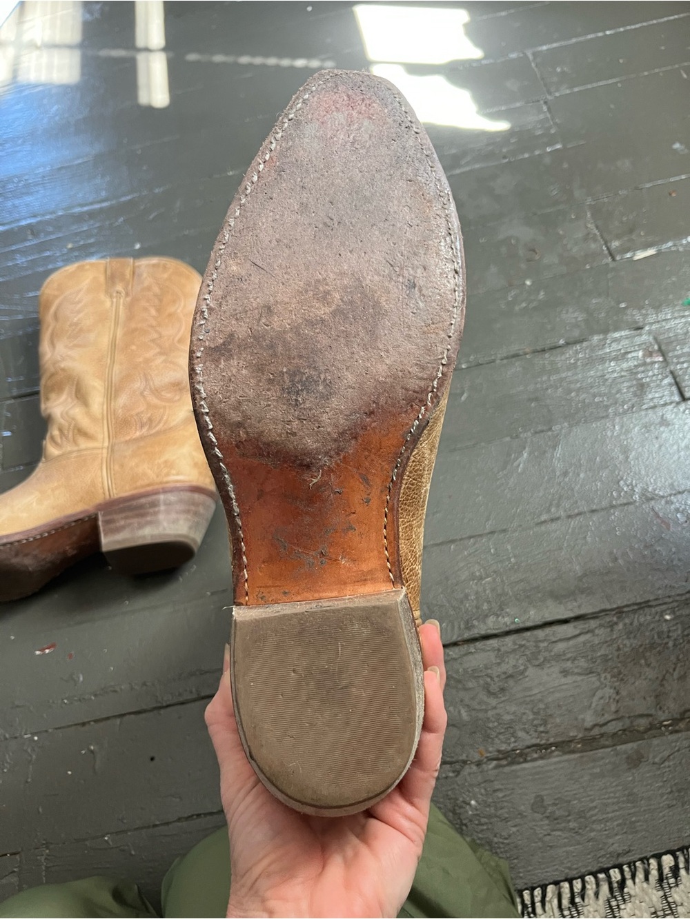 Tony Lama Tan Leather Cowboy Boots - Picture 10 of 10